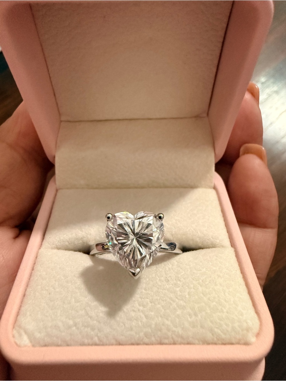 Heart-Cut White MOISSANITE Solitaire Ring in Silver SIZE 9